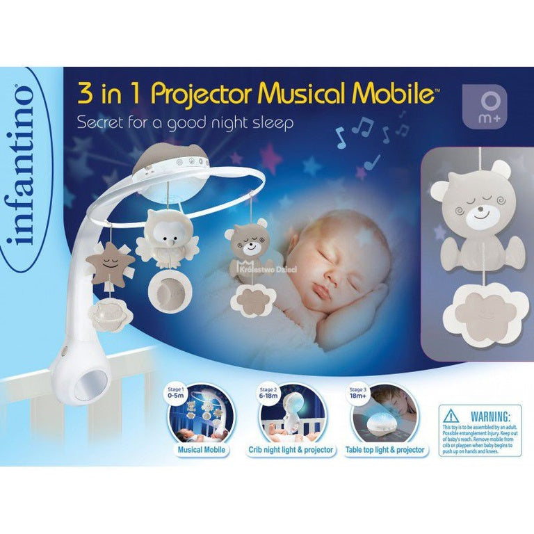 Infantino Grijs 3 in 1 Muziekmobiel & Projector