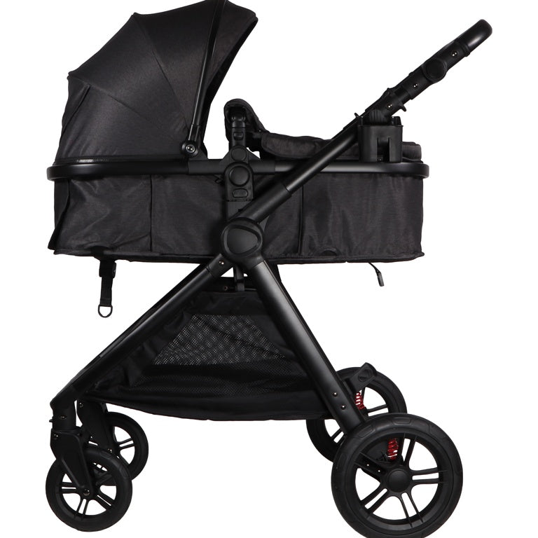 Ding Liam Zwart/Antraciet 3-in-1 Combi Kinderwagen Incl. Autostoel