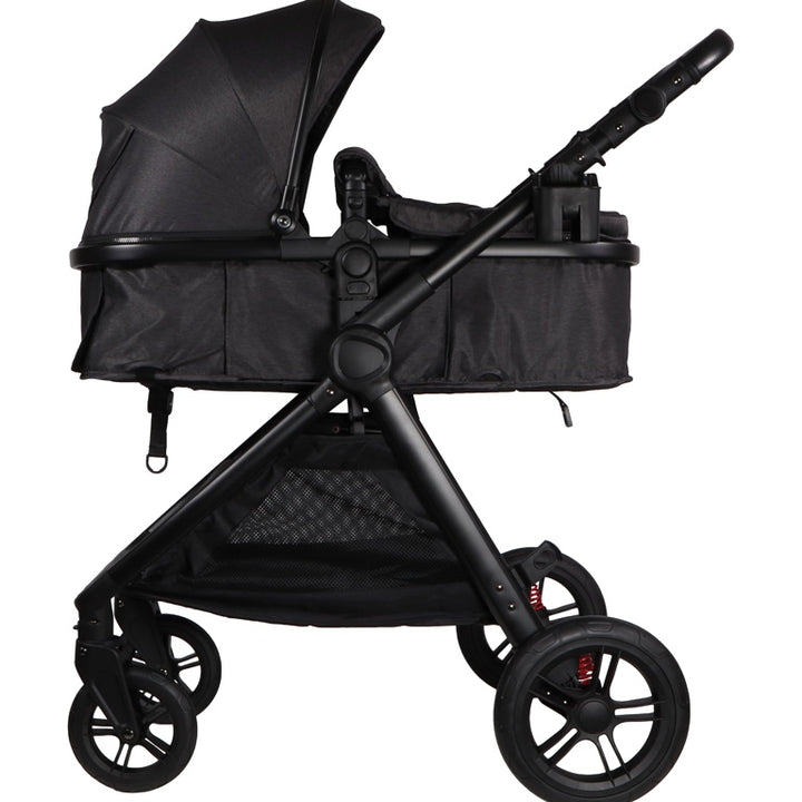 Ding Liam Zwart/Antraciet 3-in-1 Combi Kinderwagen Incl. Autostoel