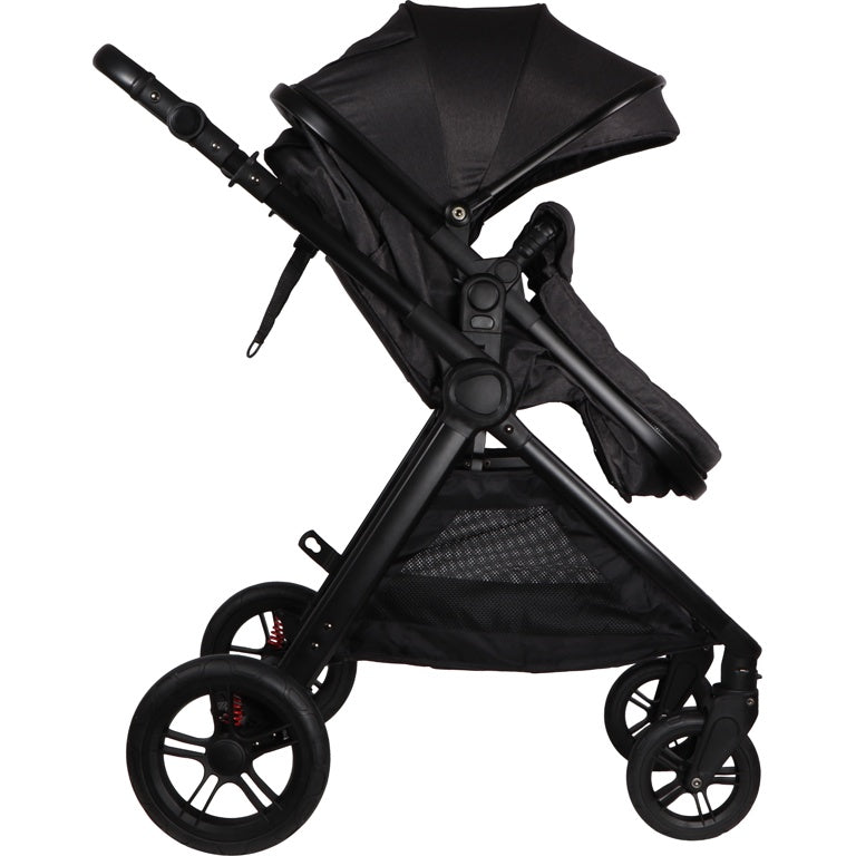 Ding Liam Zwart/Antraciet 3-in-1 Combi Kinderwagen Incl. Autostoel