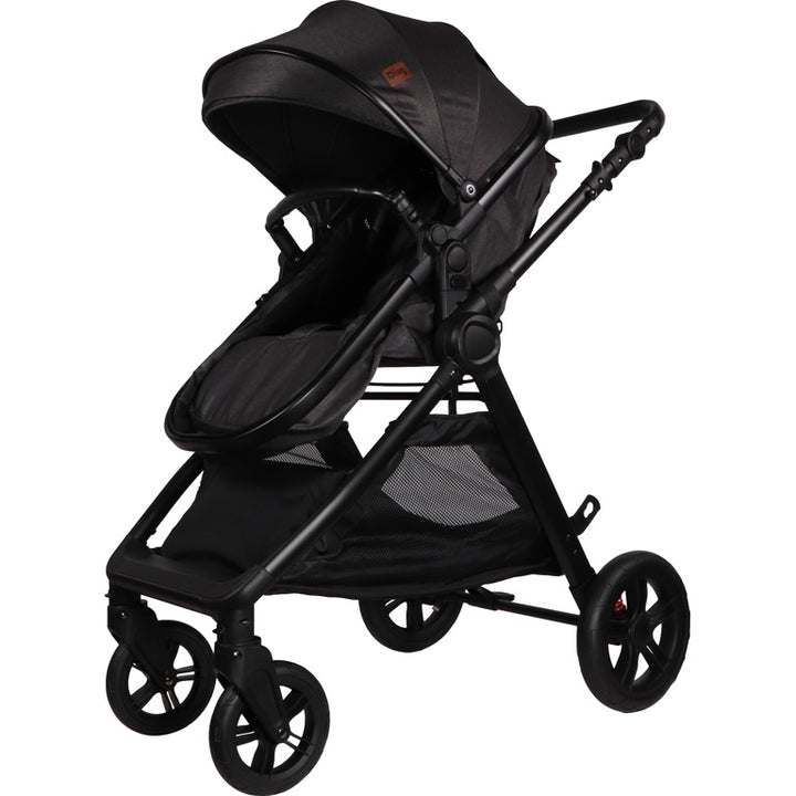 Ding Liam Zwart/Antraciet 3-in-1 Combi Kinderwagen Incl. Autostoel