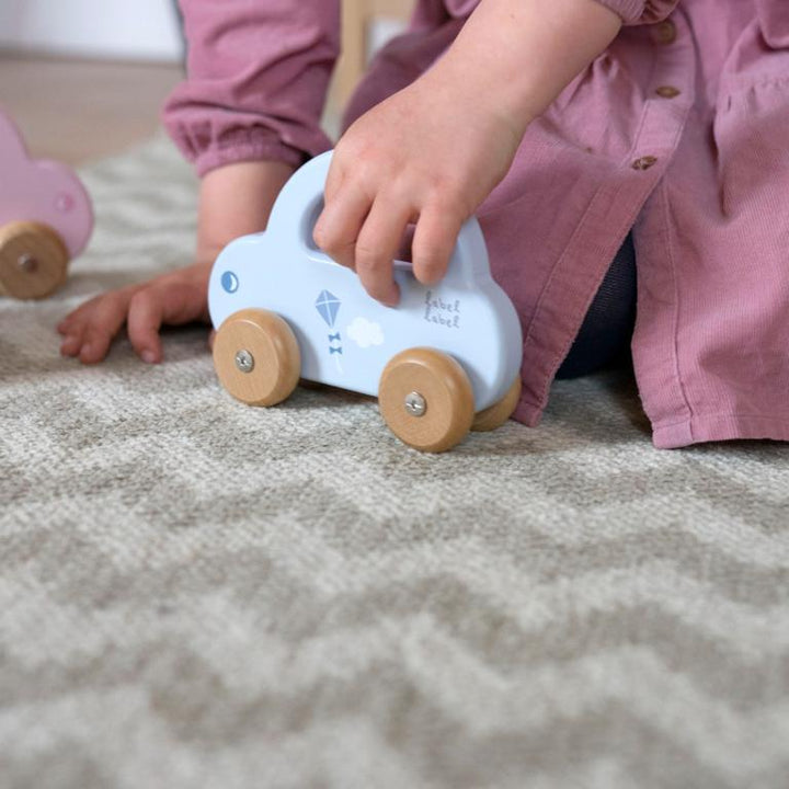 Label Label Blauw Houten Speelgoed Auto