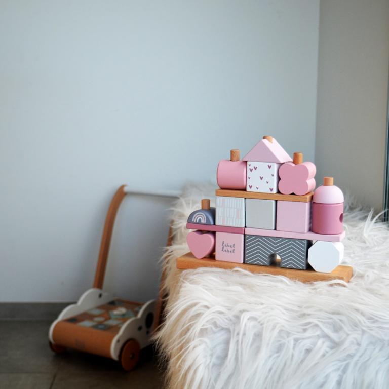 Label Label Roze Houten Blokken