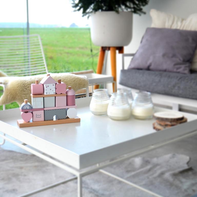 Label Label Roze Houten Blokken