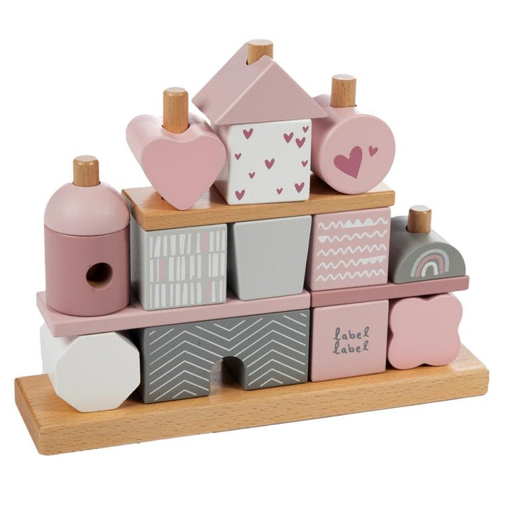 Label Label Roze Houten Blokken