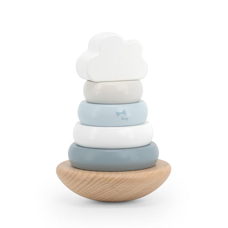 Label Label Blauw Houten Tuimelring Piramide