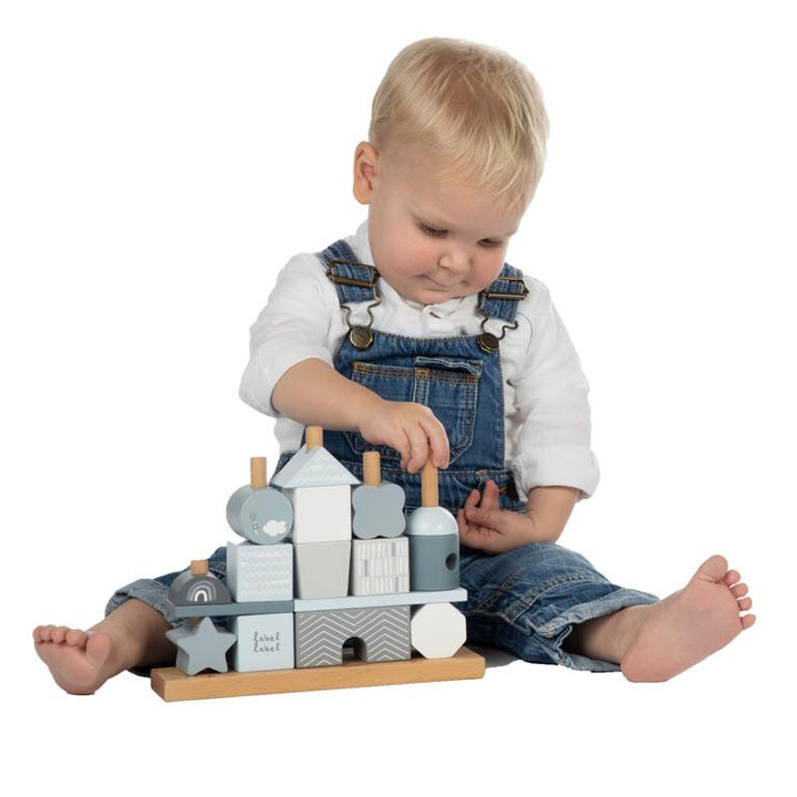 Label Label Blauw Houten Blokken