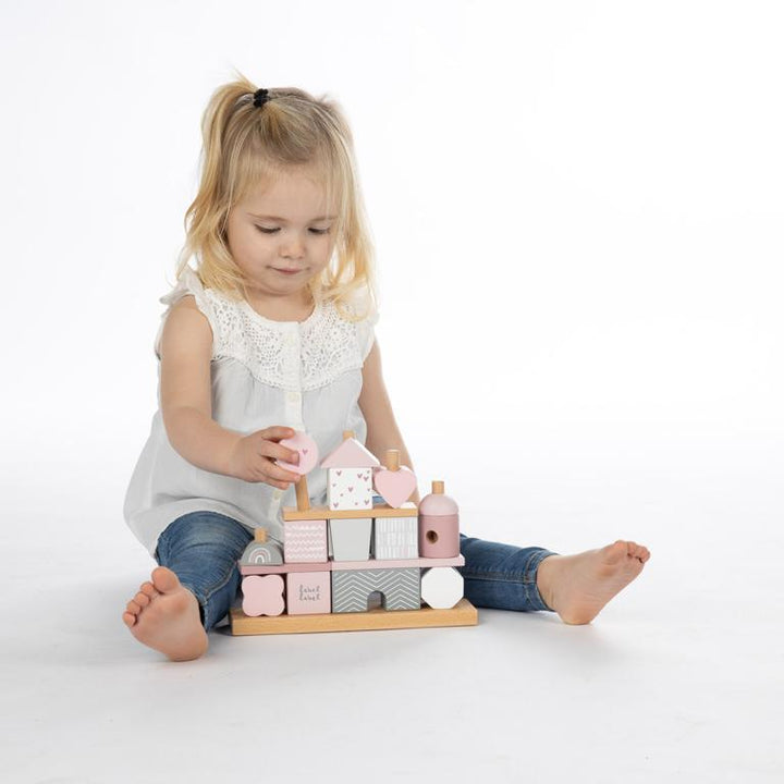 Label Label Roze Houten Blokken